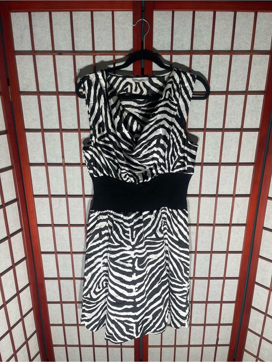 Calvin Klein Dresses & Skirts - Calvin Klein Black and White Zebra-Print Sleeveless Mini Dress